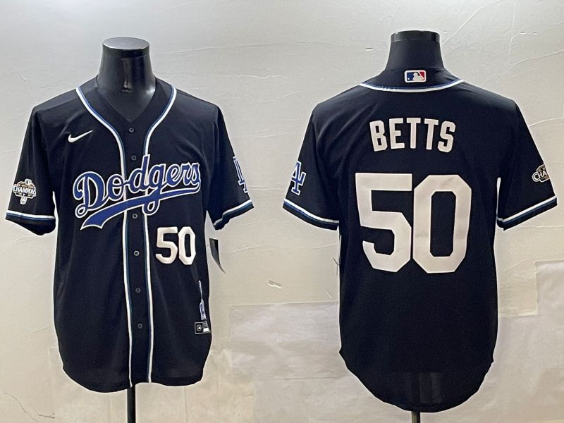Men Los Angeles Dodgers #50 Betts Black Fashion Game 2025 Nike MLB Jersey style 3066
